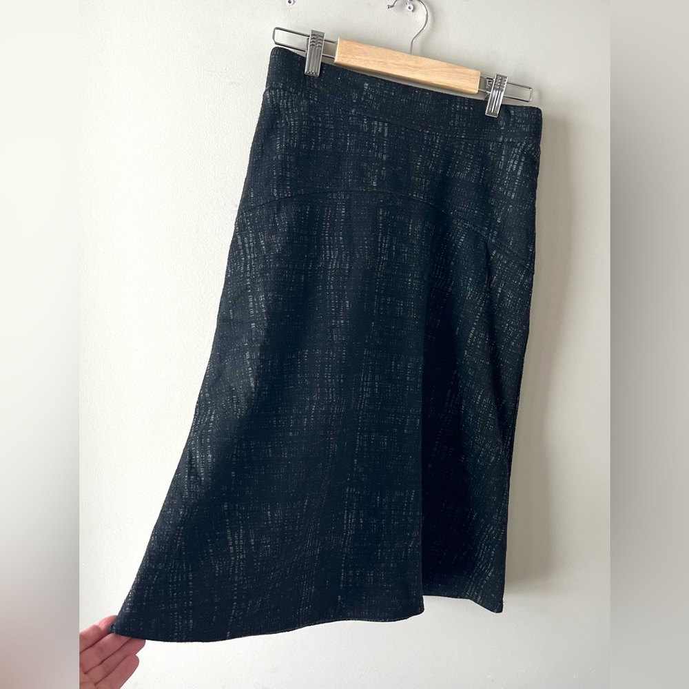 Della Spiga Black Patterned Knee Length Skirt A-Line Pull-On Size XS - Office - Picture 5 of 6